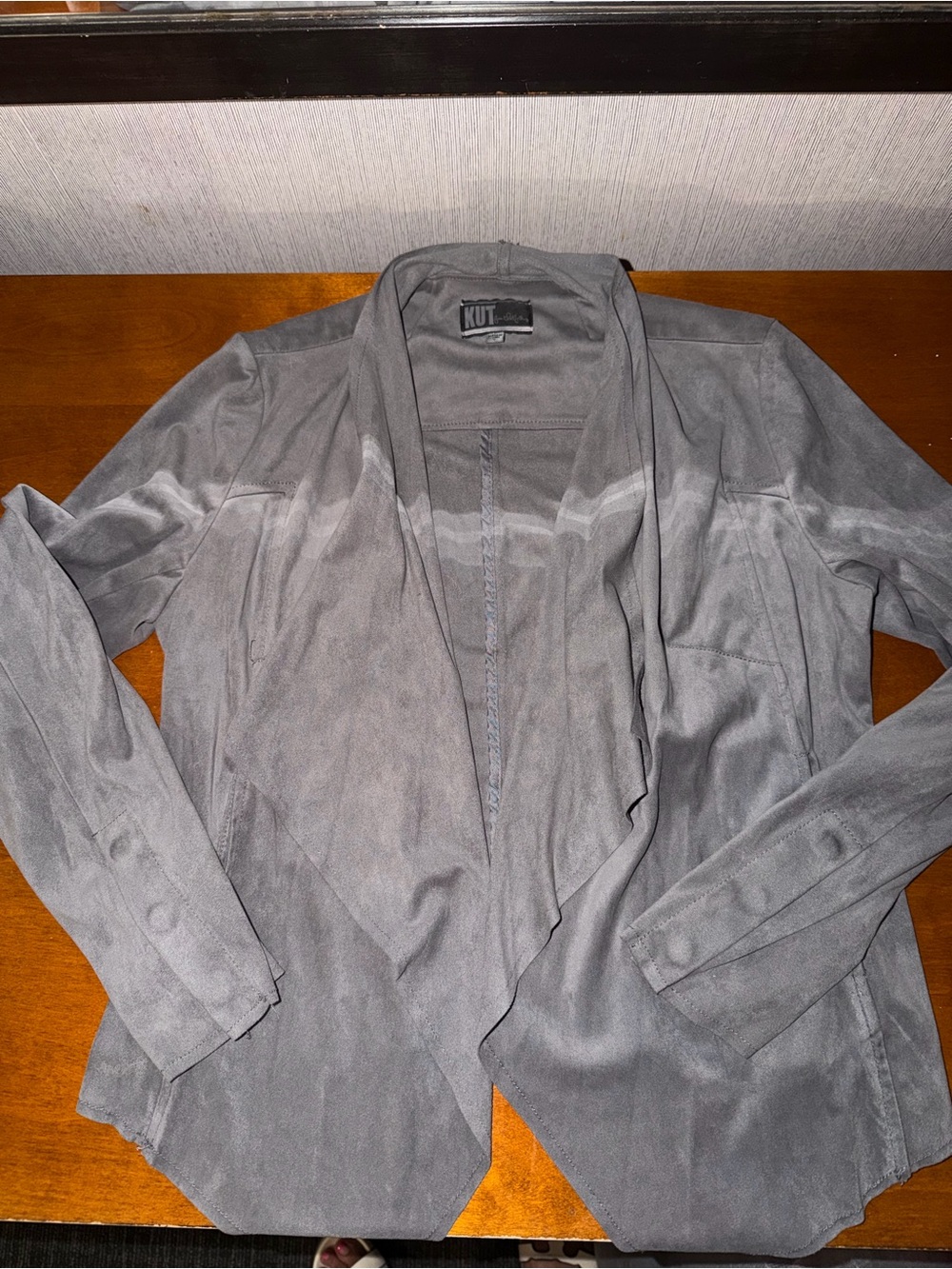 KUT from the Kloth Gray Draped Open Front Blazer